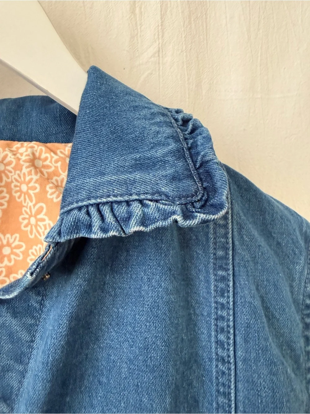 Hanna Anderson, Ruffle Collar Denim Jacket, sz 12